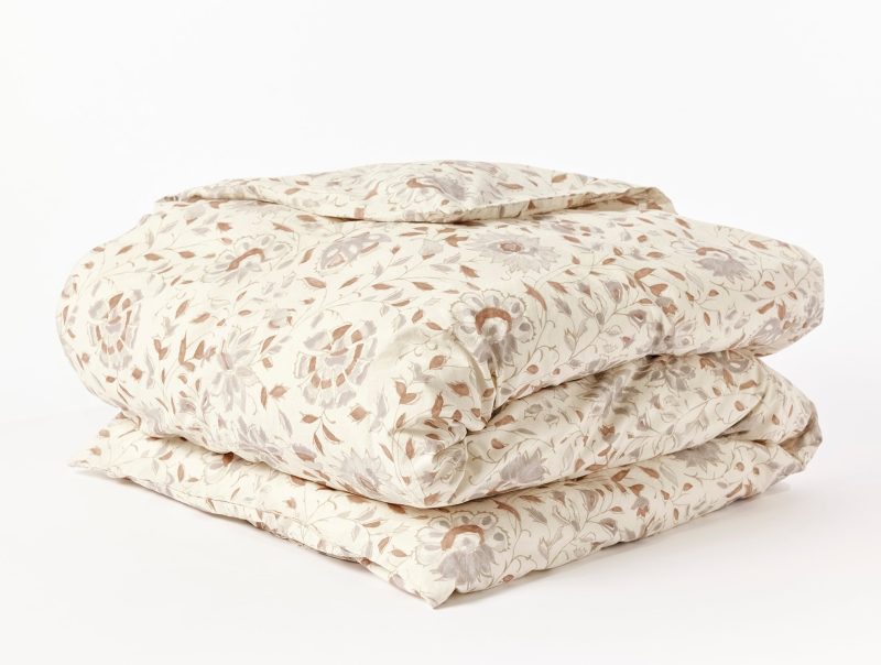 Coyuchi + Rejuvenation Flora Organic Print Duvet Cover | Undyed w/Sedona