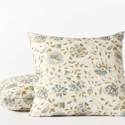 Coyuchi + Rejuvenation Flora Organic Print Sham | Undyed w/Lagoon