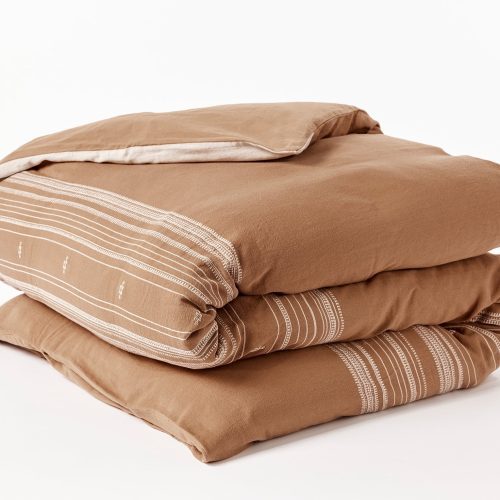 Coyuchi + Rejuvenation Inyo Organic Dobby Duvet Cover | Almond w/Undyed