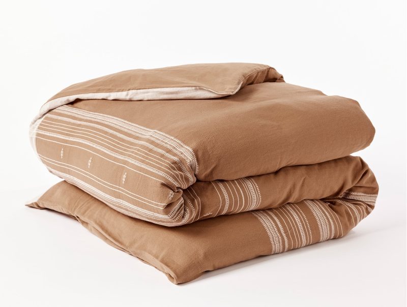 Coyuchi + Rejuvenation Inyo Organic Dobby Duvet Cover | Almond w/Undyed