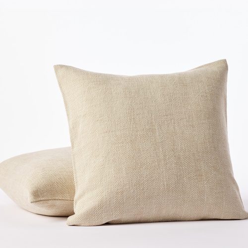 Canyon Organic Decorative Pillow Cover | Praline Herringbone