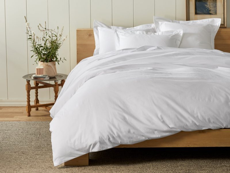 Cloud Brushed Organic Flannel Duvet Shams Alpine White Hero F185 1