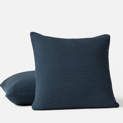 Avalon Organic Knit Decorative Pillow Cover | Twilight Blue