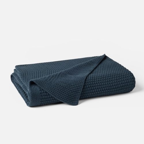 Avalon Organic Knit Throw | Twilight Blue