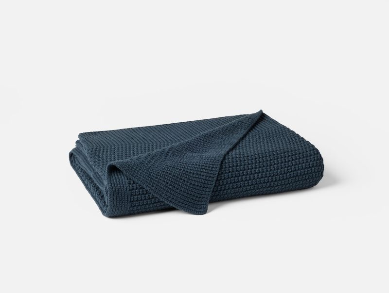 Avalon Organic Knit Throw | Twilight Blue