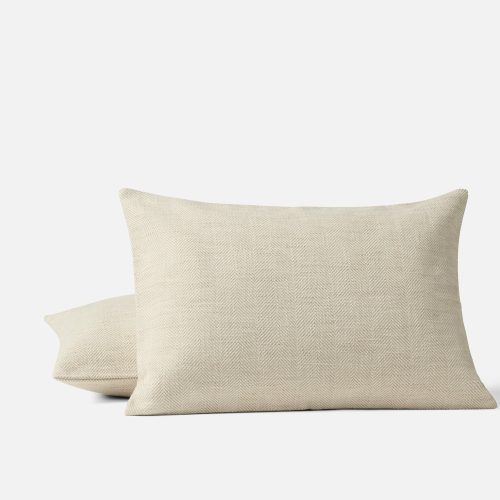 Canyon Organic Decorative Pillow Cover | Oyster Herringbone