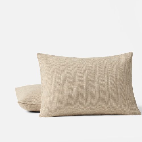 Canyon Organic Decorative Pillow Cover | Praline Herringbone