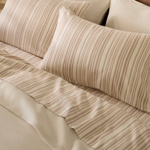 FA24 CloudBrushedFlannel Duvet Undyed Sheet Set CamelTonalStripe B 0085