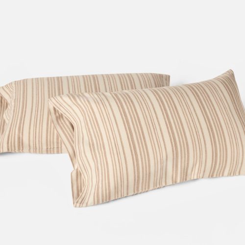 Cloud Brushed™ Organic Flannel Pillowcases | Camel Tonal Stripe