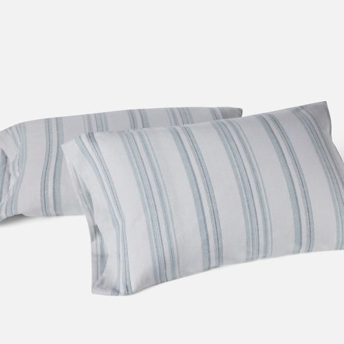 Cloud Brushed™ Organic Flannel Pillowcases | Gulf Herringbone Stripe