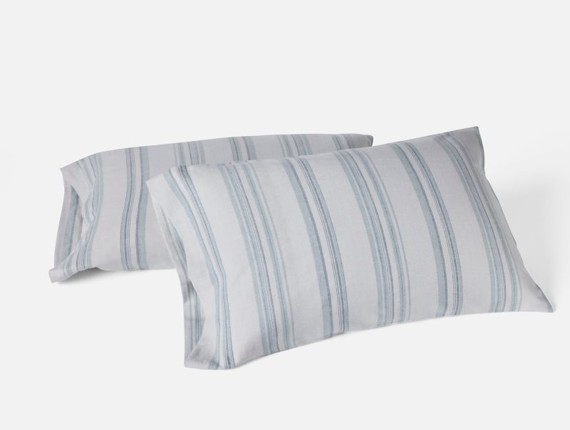 Cloud Brushed™ Organic Flannel Pillowcases | Gulf Herringbone Stripe