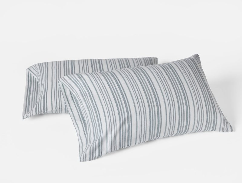 Cloud Brushed™ Organic Flannel Pillowcases | Gulf Tonal Stripe