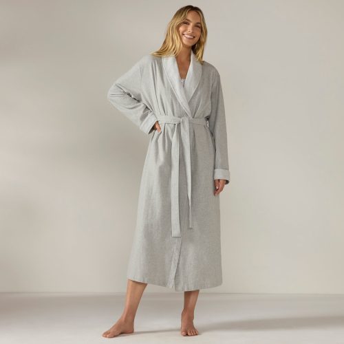  Women’s Cloud Brushed Organic Flannel Robe | Pale Gray Heather