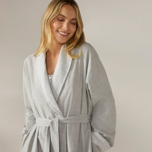 FA24 CloudBrushedOrganicFlannel Robe GrayHeather OM 1707