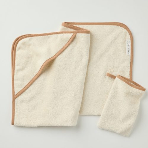 Cloud Loom Organic Baby Hooded Towel Set | Undyed w/Ginger 