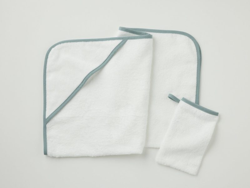 FA24 CloudLoomOrganic BabyHoodedTowelSet UndyedwLagoon A 2785 1