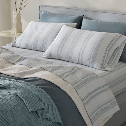 FA24 CloudSoftSateen Duvet Gulf SheetSet GulfHerringboneStripe A 0076