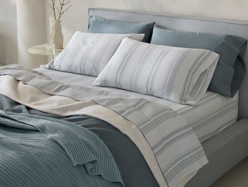 FA24 CloudSoftSateen Duvet Gulf SheetSet GulfHerringboneStripe A 0076