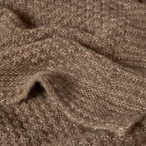 FA24 CordilleraAlpacaCottonKnit Throw CamelHeather B 883