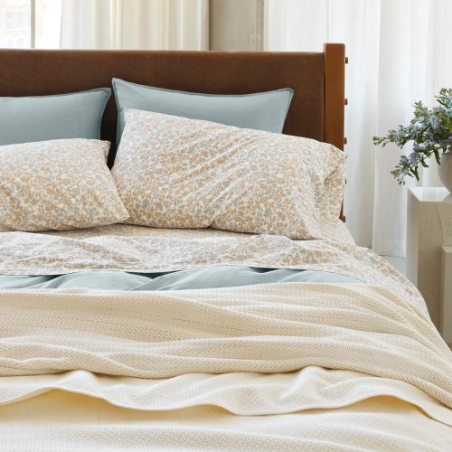 FA24 CrinklePercale Duvet SurfChambray SheetSet FawnGarden B 0251