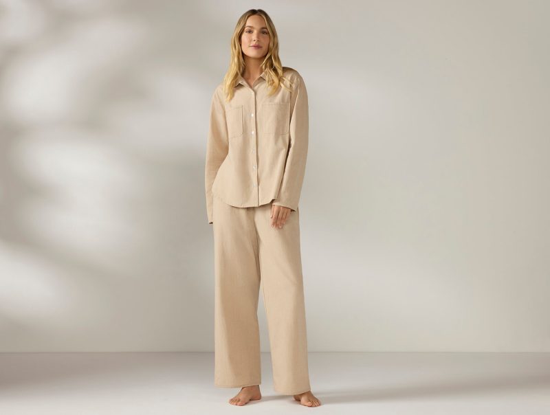 Women's Isla Organic Cotton Long Sleeve Pajama Set | Hazel Chambray