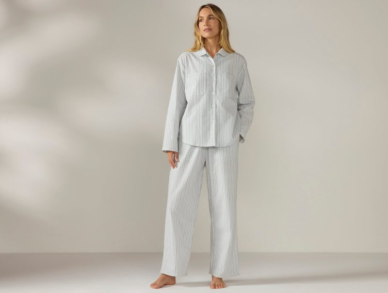 Women's Isla Organic Cotton Long Sleeve Pajama Set | Sage w/Gulf