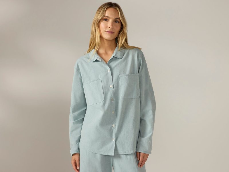 Women's Isla Organic Cotton Long Sleeve Pajama Set | Surf Chambray