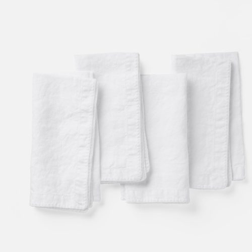 Olivos Embroidered Organic Linen Napkins | Alpine White