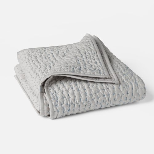 Pebbled Handstitched Organic Toddler Quilt | Pale Gray w/Cools