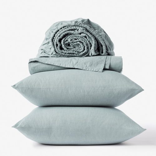 Organic Crinkled Percale™ Sheet Set - Coyuchi | Surf Chambray