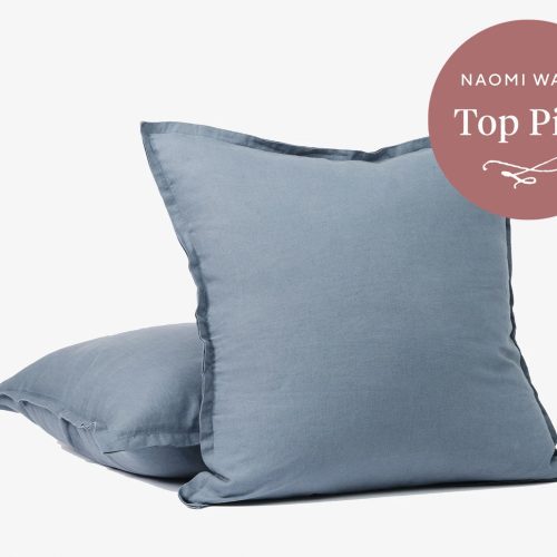 Organic Relaxed Linen Decorative Pillow Cover | Harbor Blue