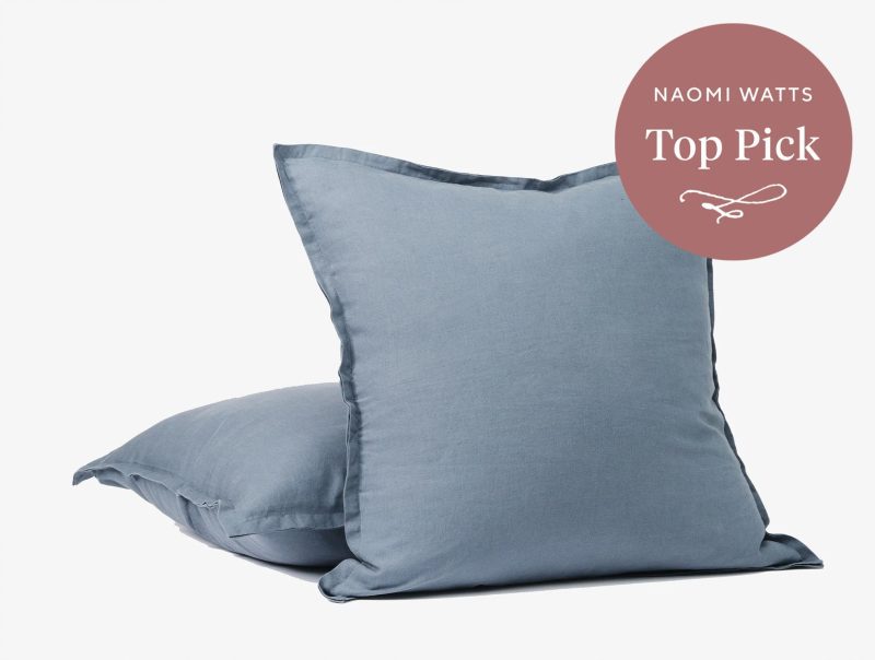 Organic Relaxed Linen Decorative Pillow Cover | Harbor Blue