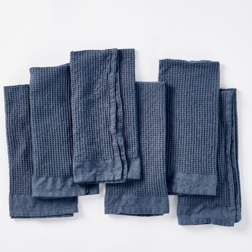 OrganicWaffle Set6KitchenTowelSet20x30 BlueJay A SP24 15846