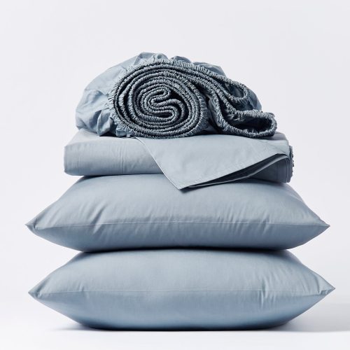 300 Thread Count Organic Percale Sheets | Steel Blue