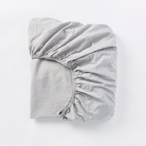 PDP CrinkledPercale FittedSheet Pewter B SP21