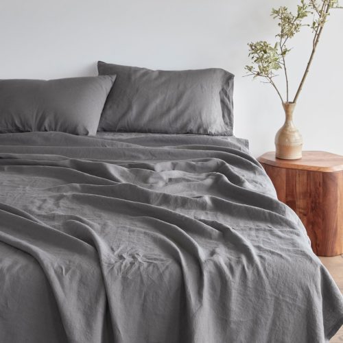 PDP RelaxedLinen Sheeting Slate Hero FA22 0186 1