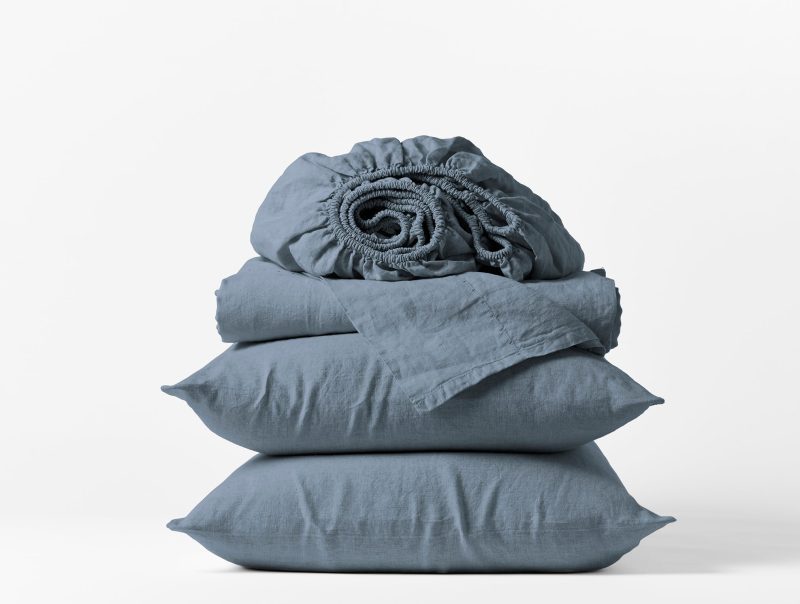 Organic Relaxed Linen Sheet Sets | Harbor Blue