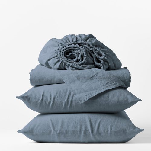 Organic Relaxed Linen Sheet Sets | Harbor Blue