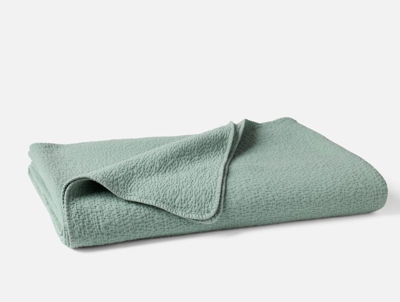 Cascade Organic Matelasse Blanket - Coyuchi | Seafoam