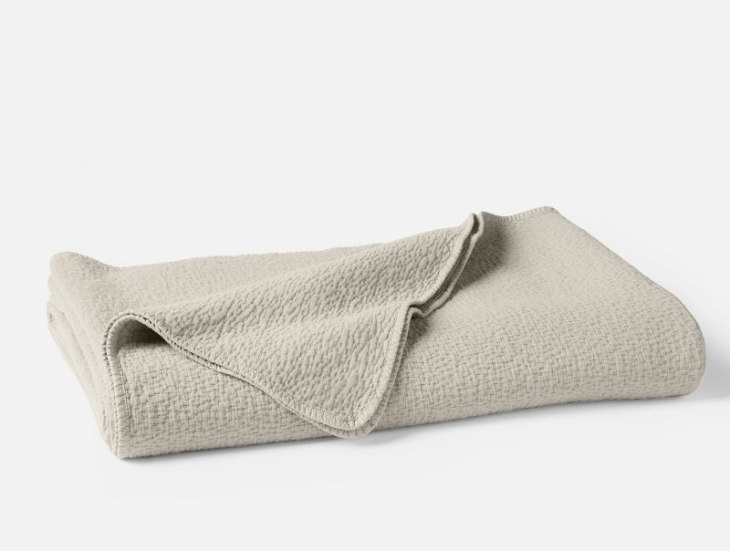 Cascade Organic Matelasse Blanket - Coyuchi | Stone