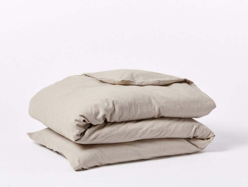 Cloud Brushed™ Organic Flannel Duvet Cover | Camel Heather