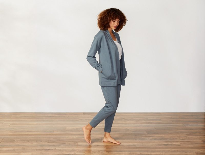 Women's Dillon Organic French Terry Cardigan | Aqua