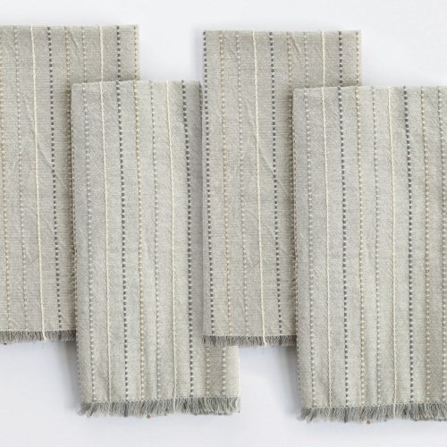 Fringe Stripe Organic Napkin, Set of 4 | Neutrals