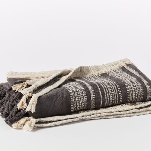 Inyo Organic Dobby Throw | Shadow