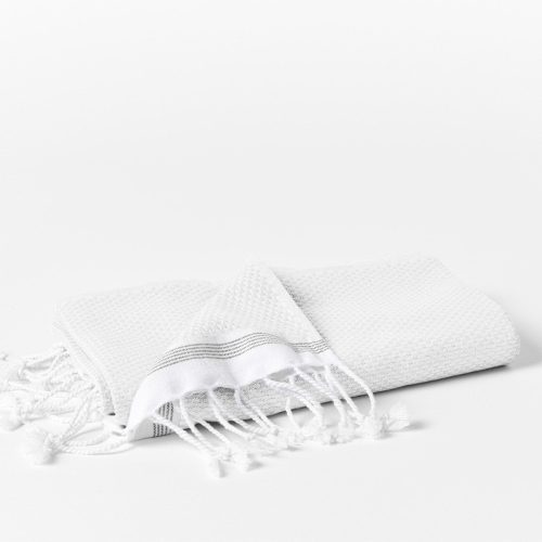 Mediterranean Organic Towels - Coyuchi | Alpine White w/ Slate Stripe