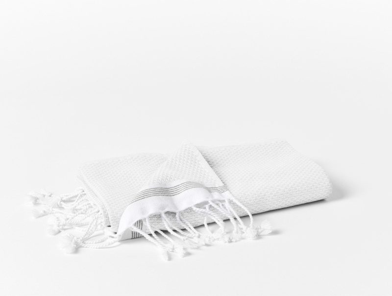 Mediterranean Organic Towels - Coyuchi | Alpine White w/ Slate Stripe