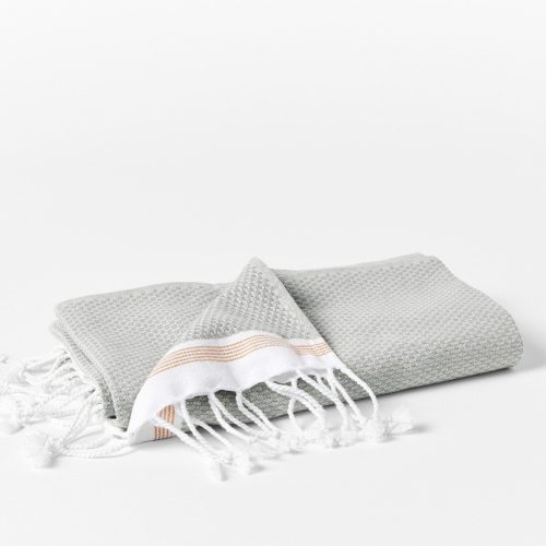 Mediterranean Organic Towels - Coyuchi | Deep Pewter w/ Tangerine Stripe