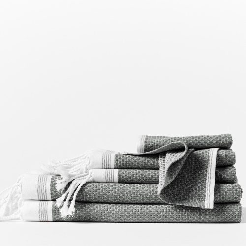 Mediterranean Organic 6 pc Set (2 bath towels, 2 guest towels, 2 wash cloths) | Shadow w/Deep Pewter