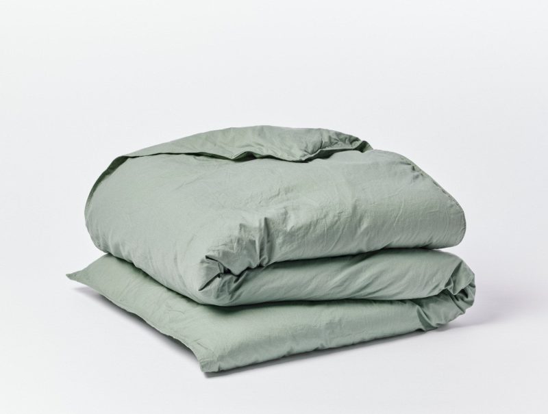 Organic Crinkled Percale™️ Duvet Cover | Sage