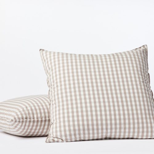 Coastal Gingham Organic Duvet Cover | Sandstone w/Pewter